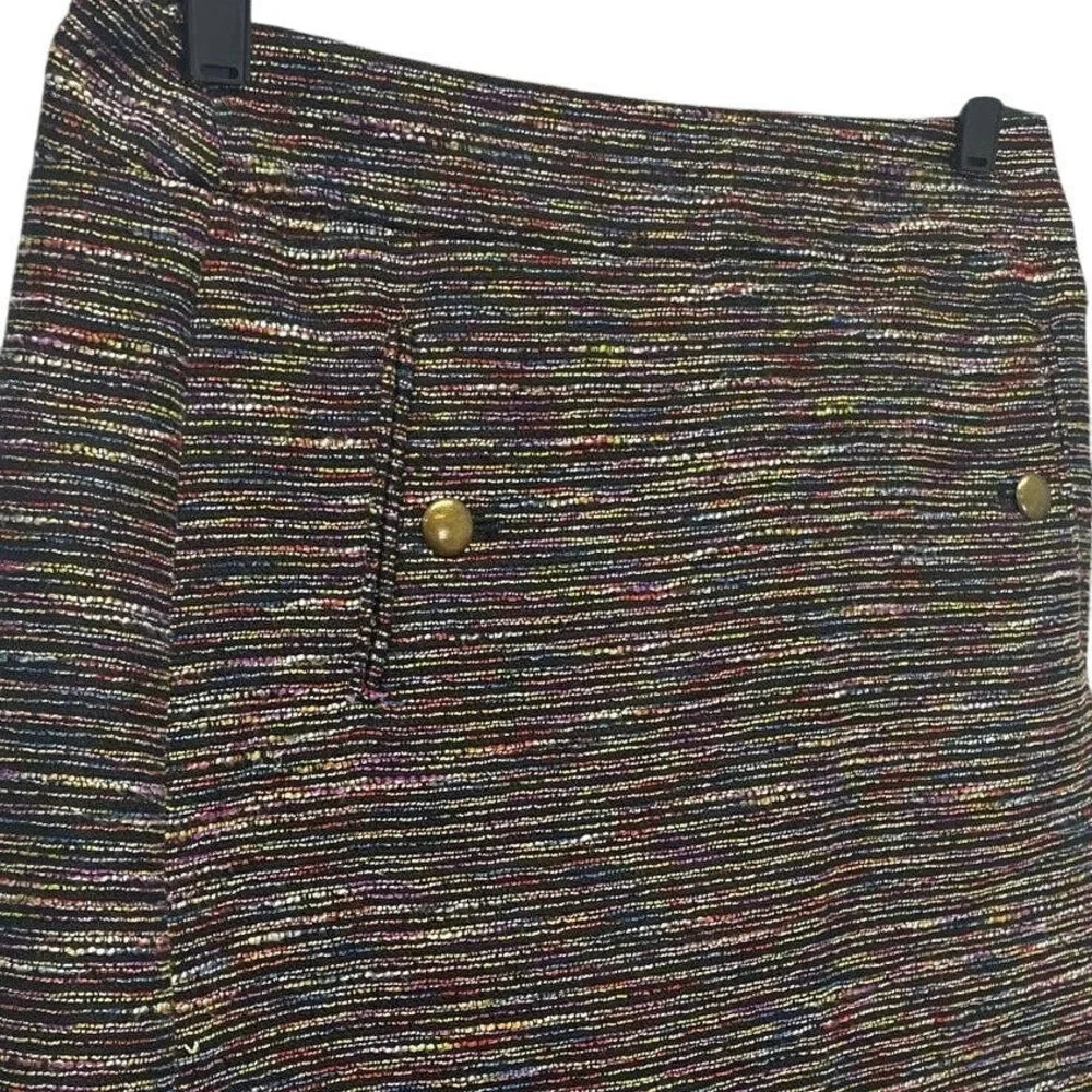 LOFT Womens Size 0 Color Slub Polyester Blend Lined Career Short Pencil Skirt